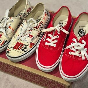 Vans Sneakers Bundle Women’s 7 (Red + Printed)